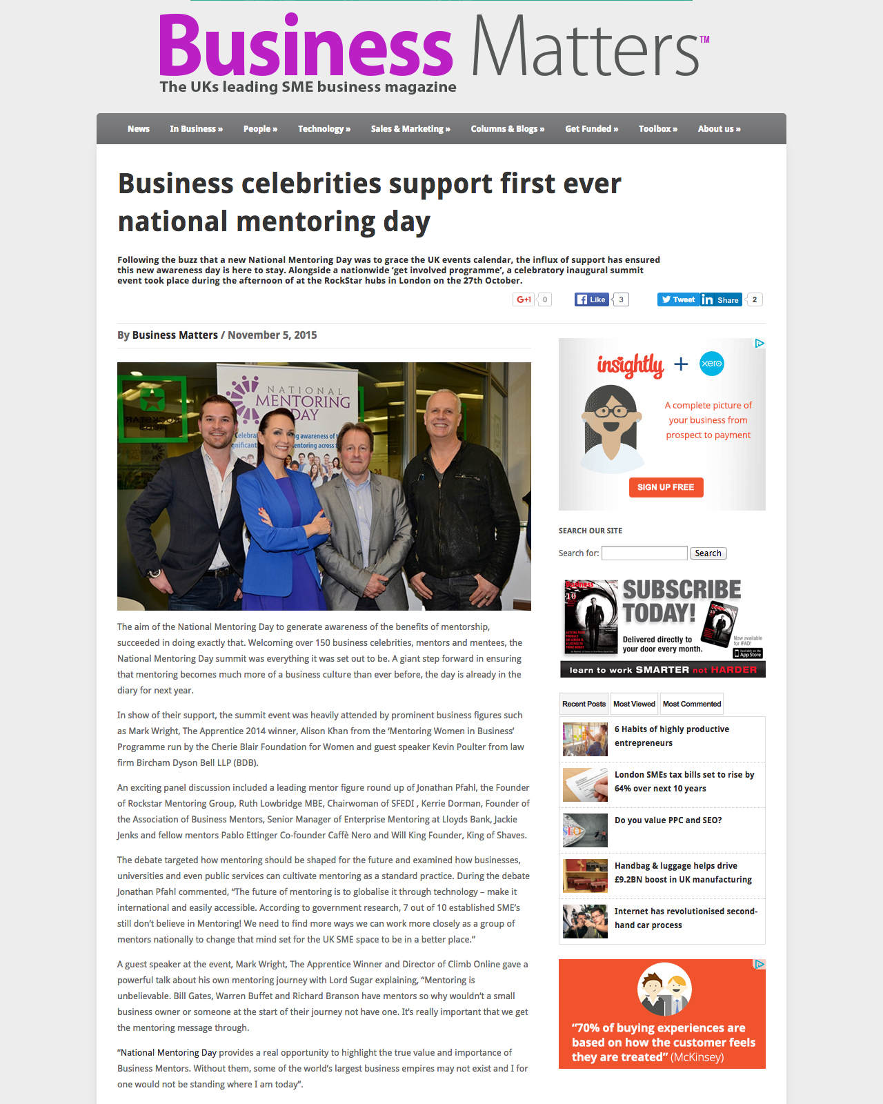 Press Coverage - Business Matters - 2015