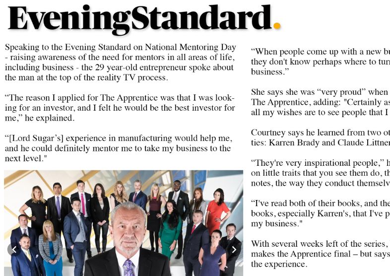 Evening Standard Lord Alan Sugar The Apprentice - 2016